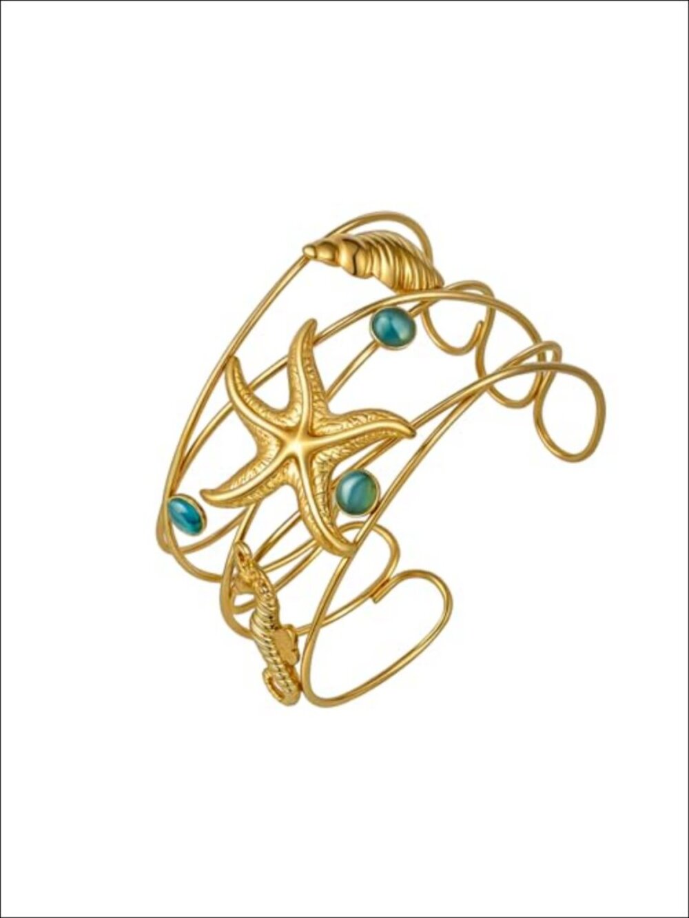 Stainless Steel Starfish Cuff Bracelet Adjustable Summer Beach Jewelry